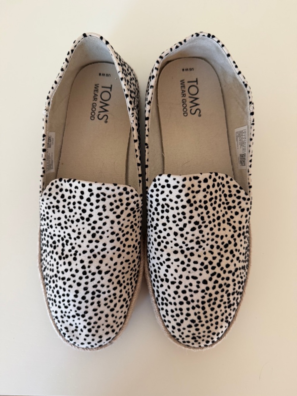 Toms Cream and Black Spotted Espadrille Slip-Ons